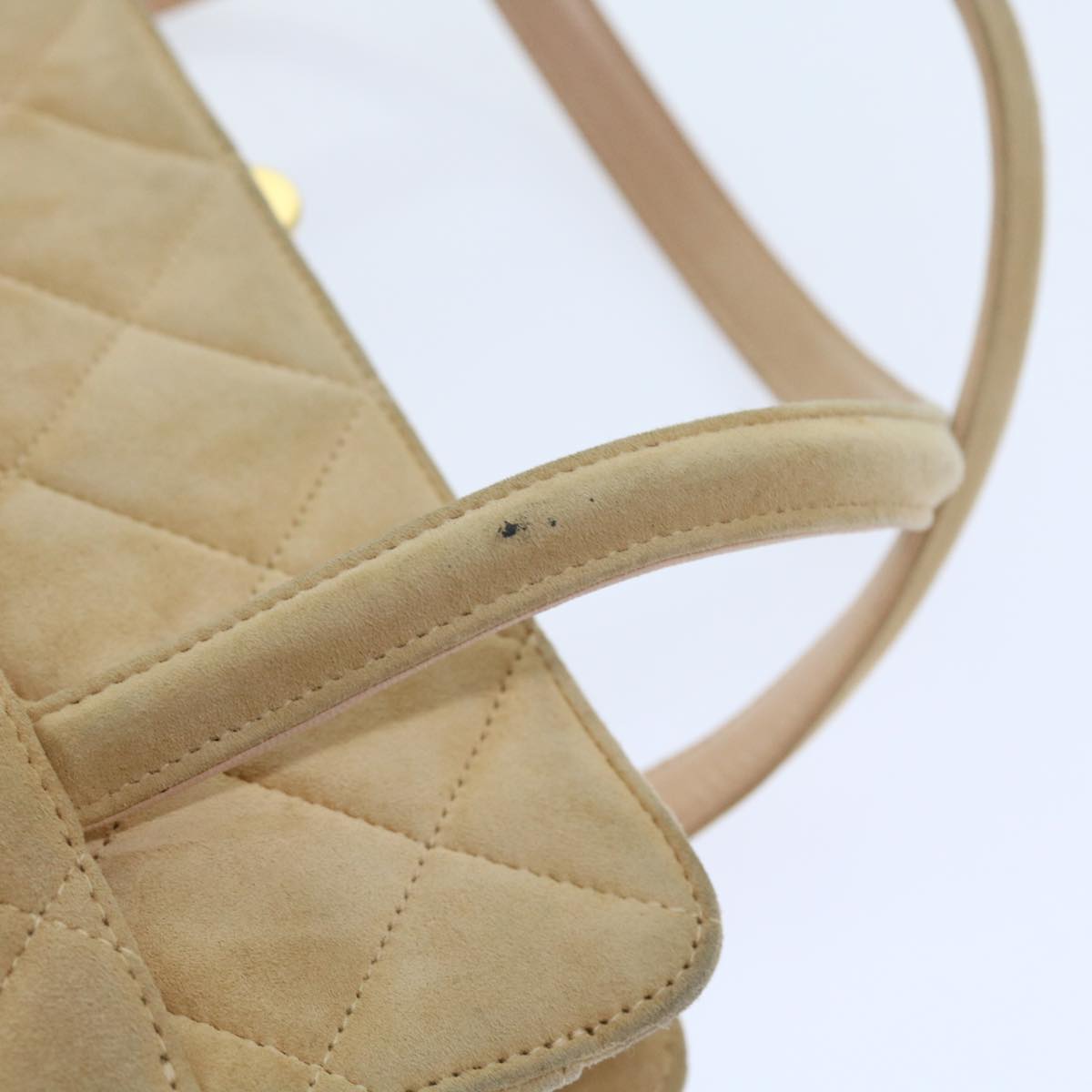 Top Quality Chanel Gamaguchi Hand Bag Suede Beige CC Auth yk9125