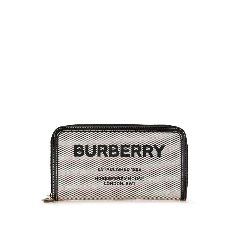 Burberry Horseferry Print Canvas Leather Long Wallet