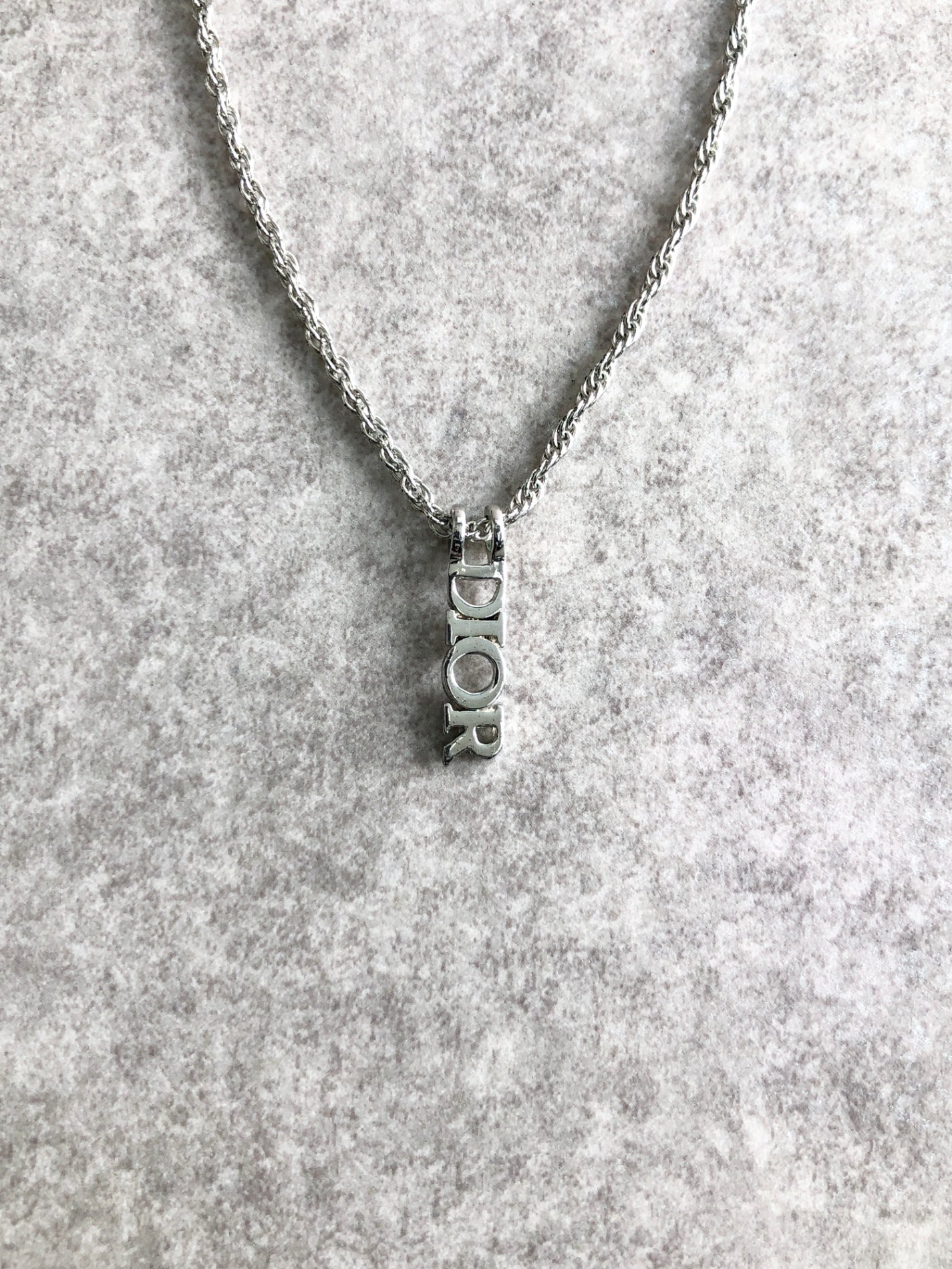 Christian Dior Dior Logo Necklace Silver Vintage 6fz52n