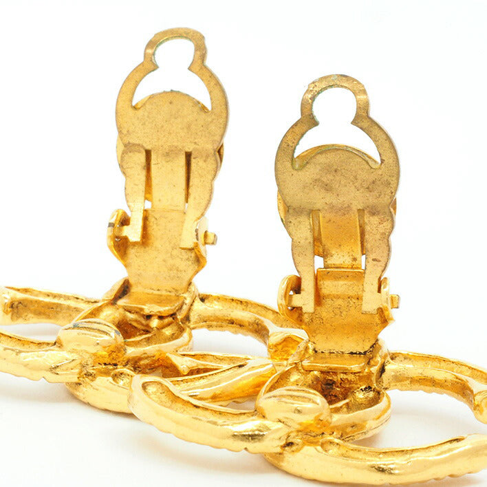 Vintage Chanel Cocomark Textured Stripe Clip-On Earrings