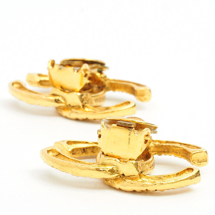 Vintage Chanel Cocomark Textured Stripe Clip-On Earrings