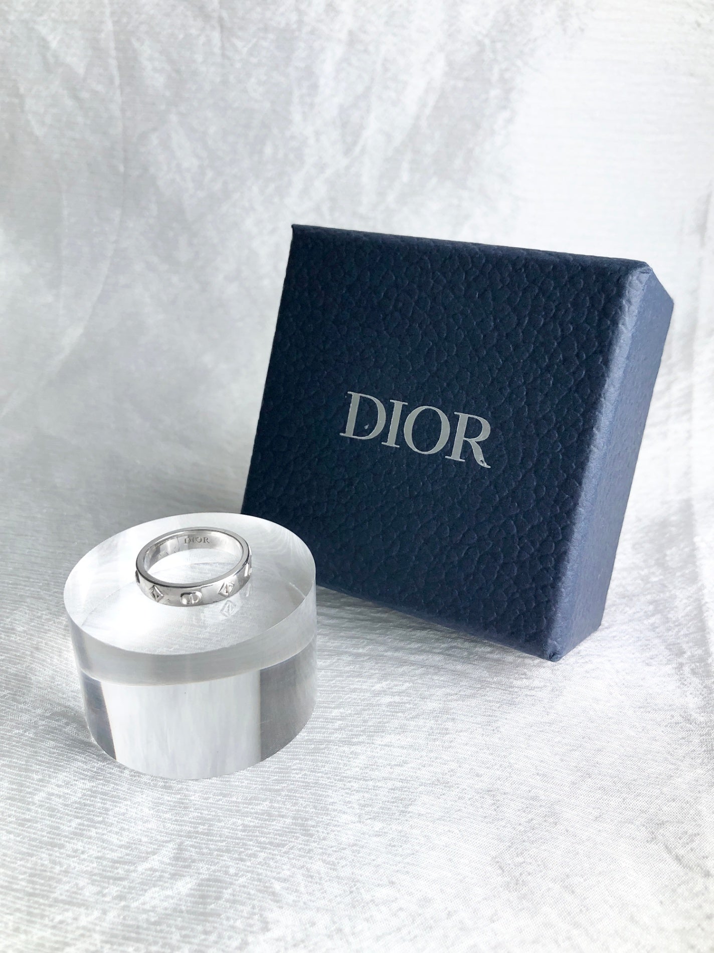 Christian Dior CD Logo Ring Silver Vintage ntf73h